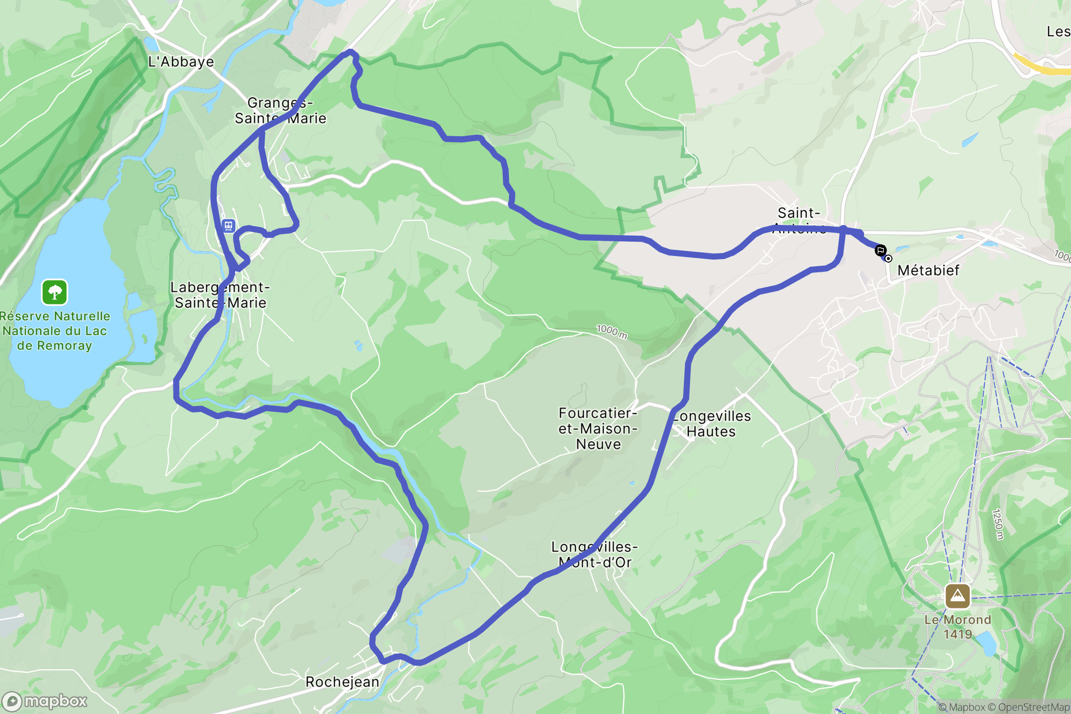 Métabief : carte du parcours de randonnée - France