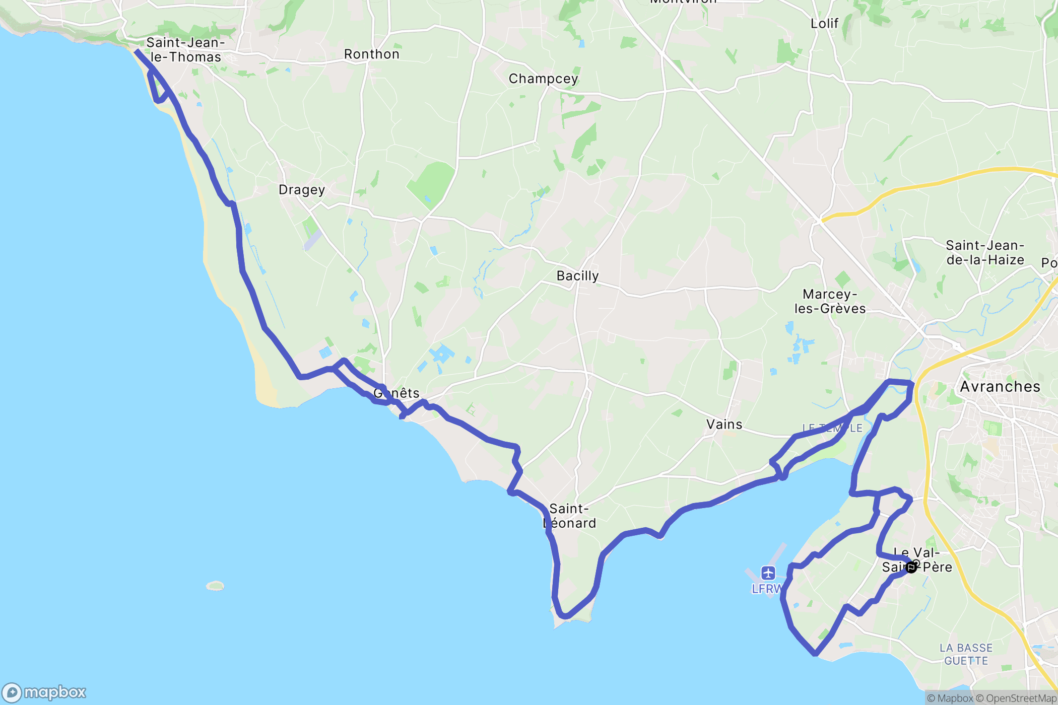 Le Val-Saint-Père : carte du parcours de randonnée - France