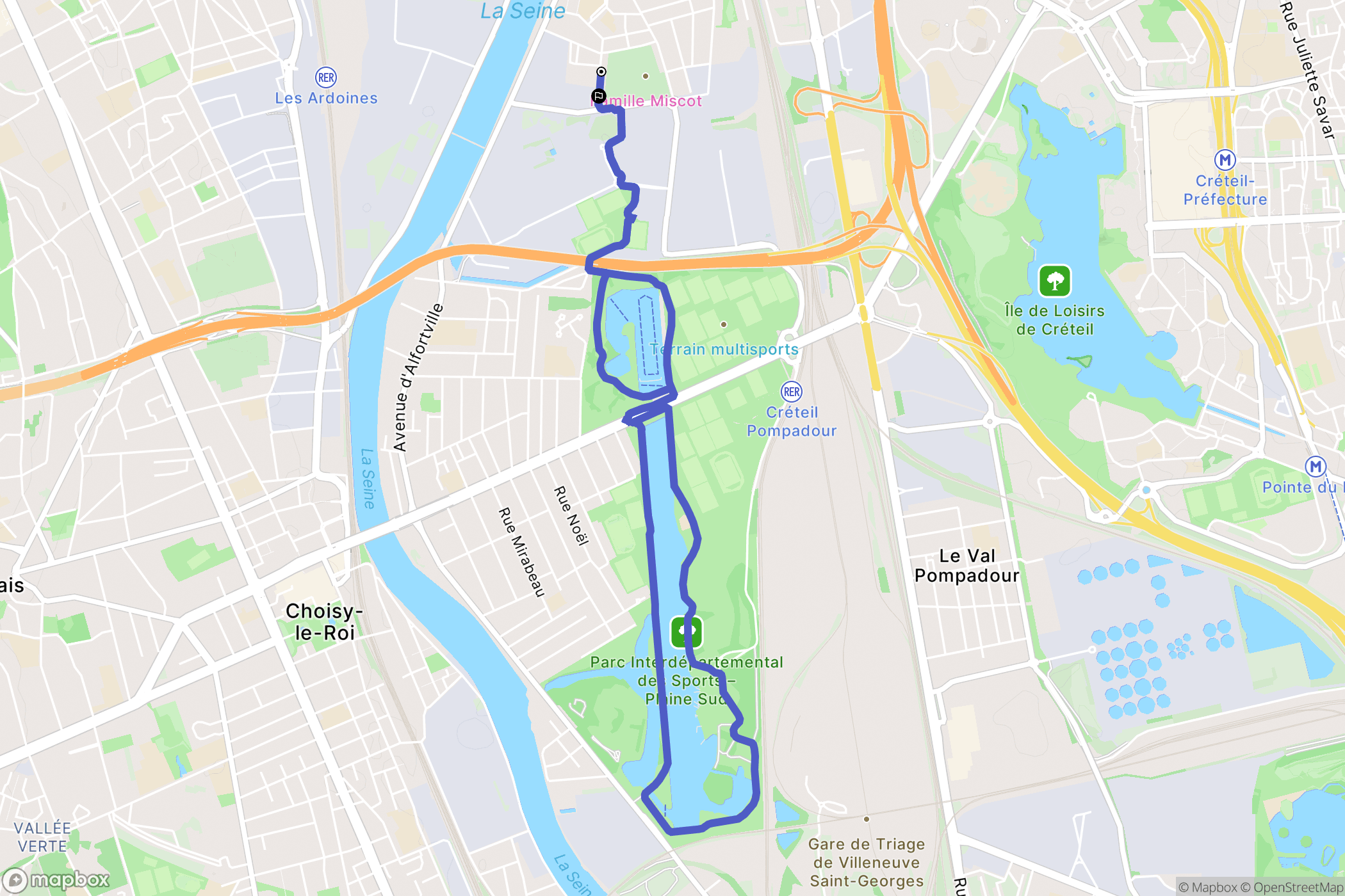 Alfortville : carte du parcours de randonnée - France