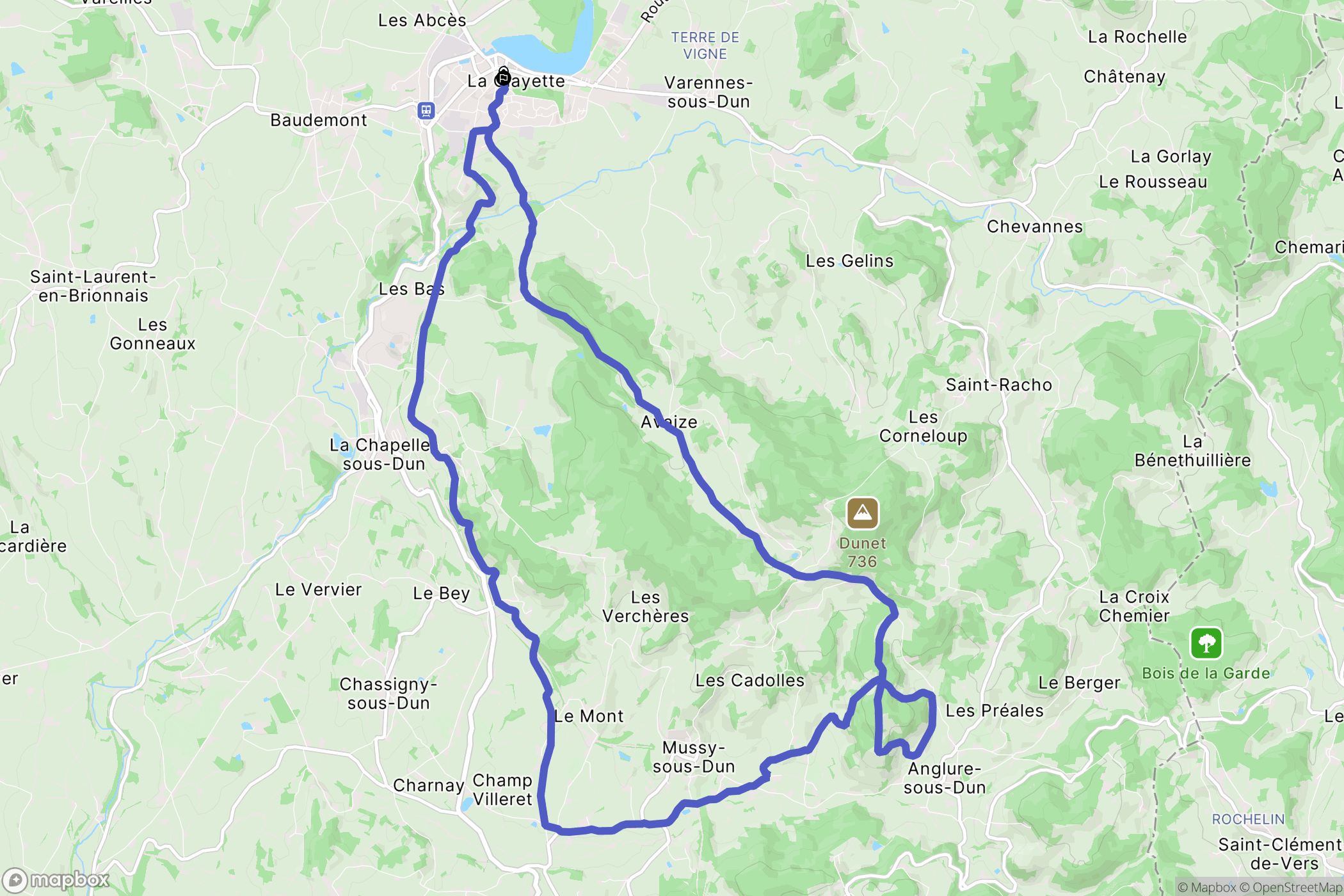 La Clayette : carte du parcours de randonnée - France