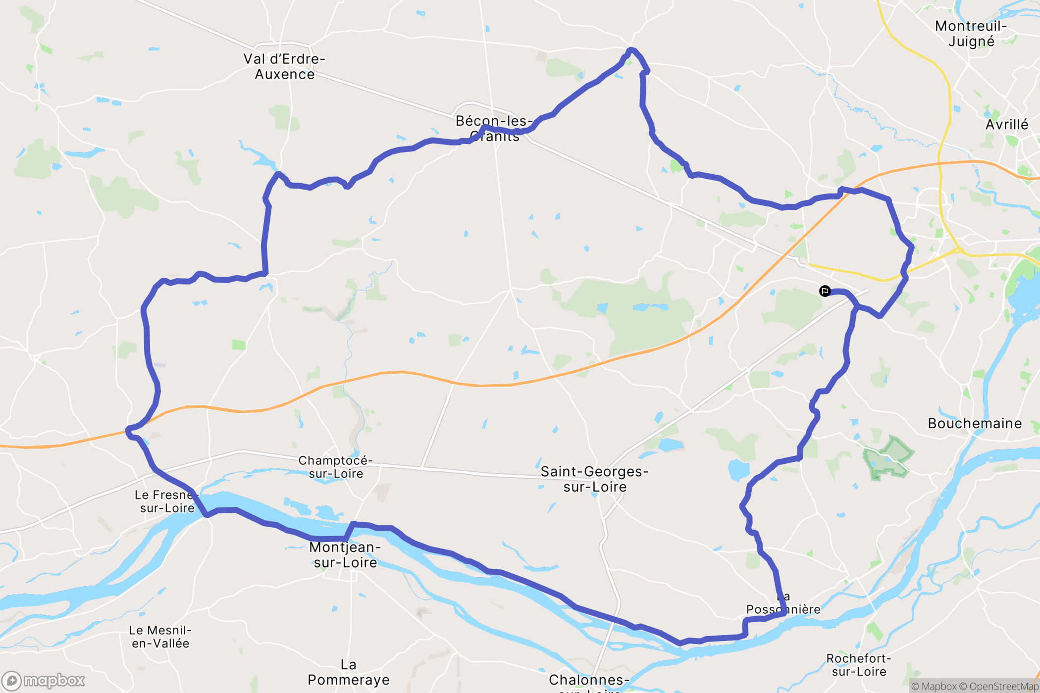 Saint-Léger-de-Linières : carte du parcours de randonnée - France