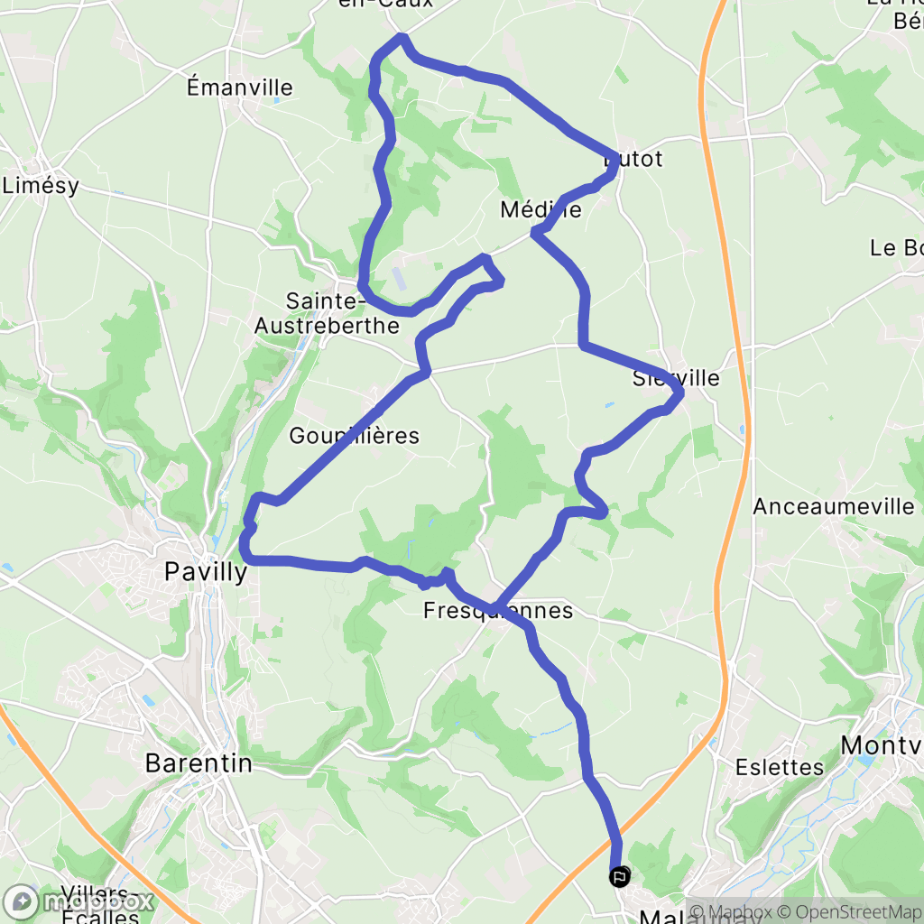 Malaunay : carte du parcours de randonnée - France