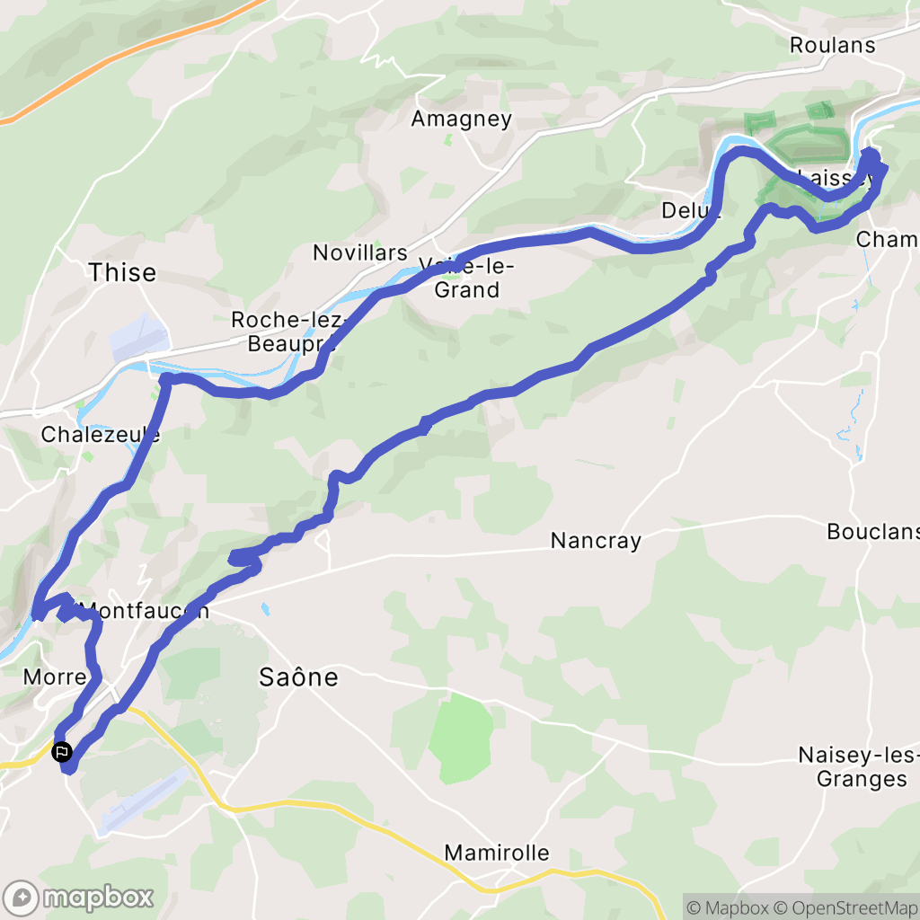 La Vèze : carte du parcours de randonnée - France
