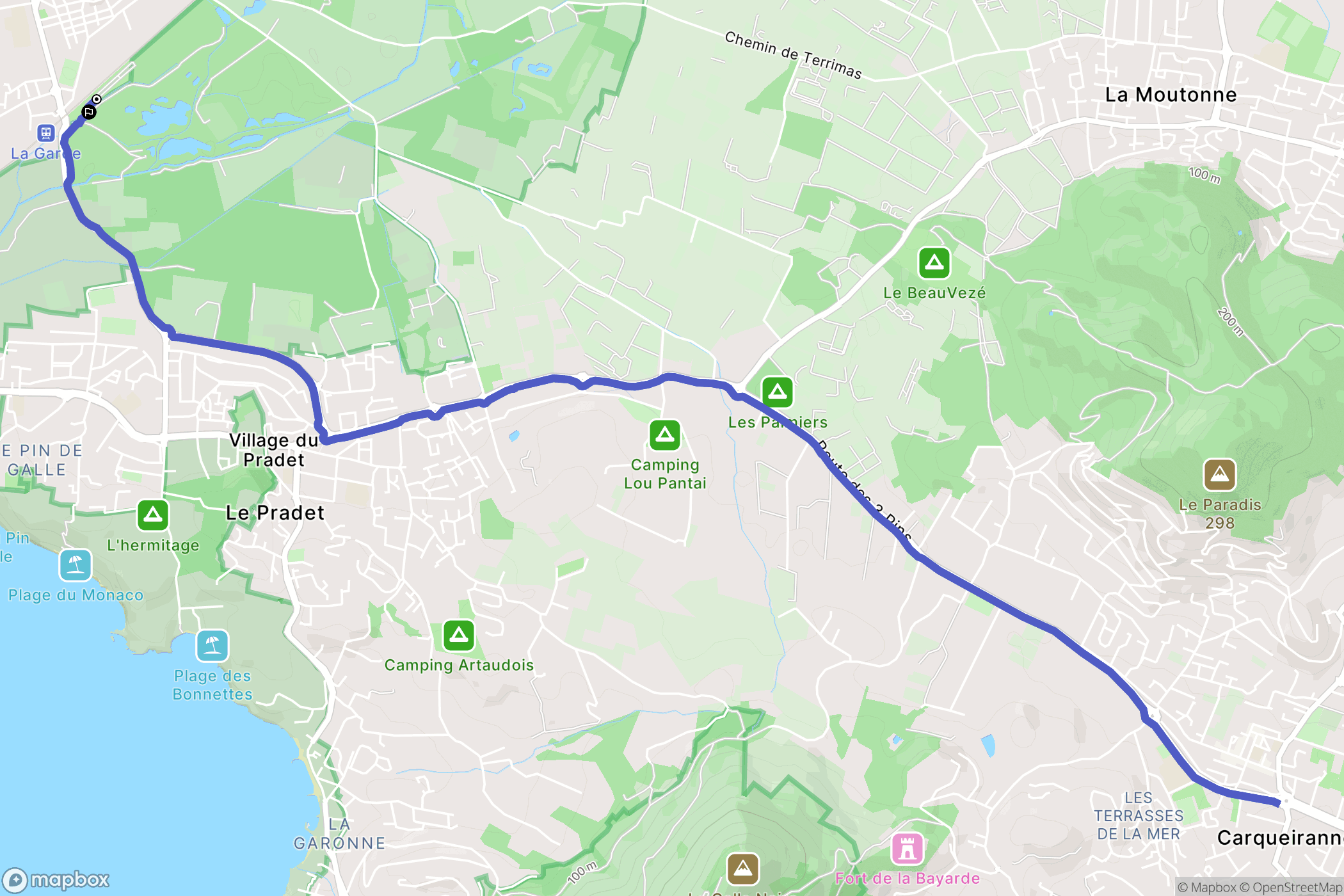 La Garde : carte du parcours de randonnée - France