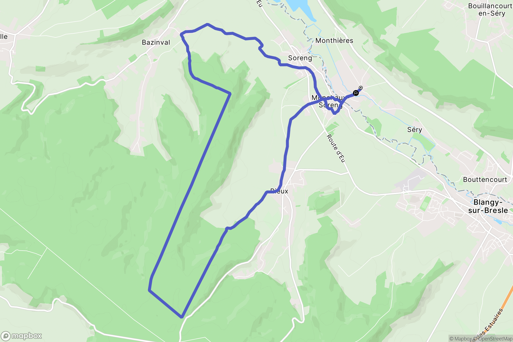 Bouttencourt : carte du parcours de randonnée - France