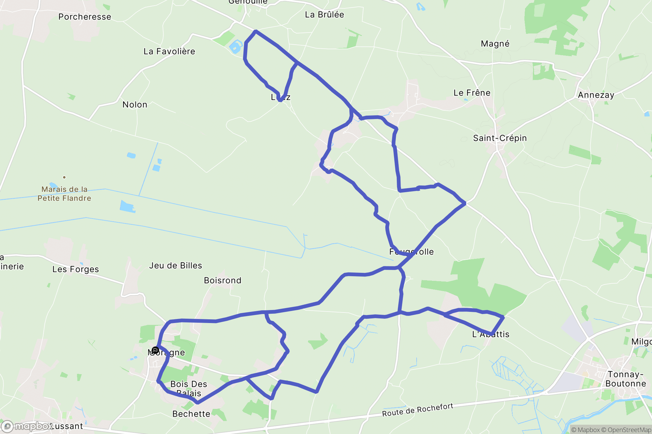 Moragne : carte du parcours de randonnée - France