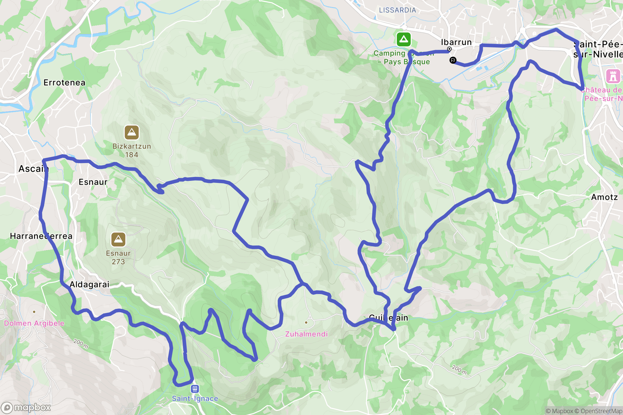 Saint-Pée-sur-Nivelle : carte du parcours de randonnée - France