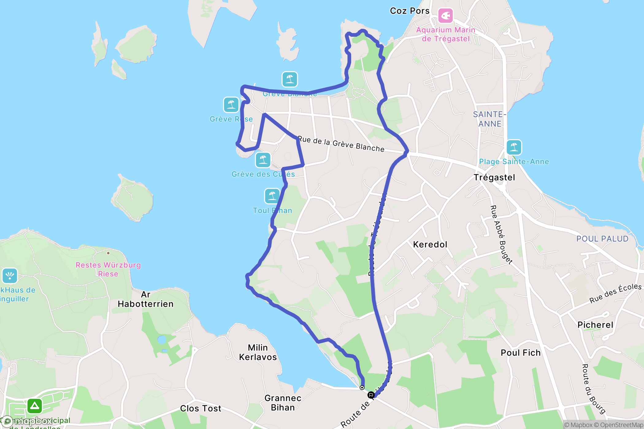 Trégastel : carte du parcours de randonnée - France