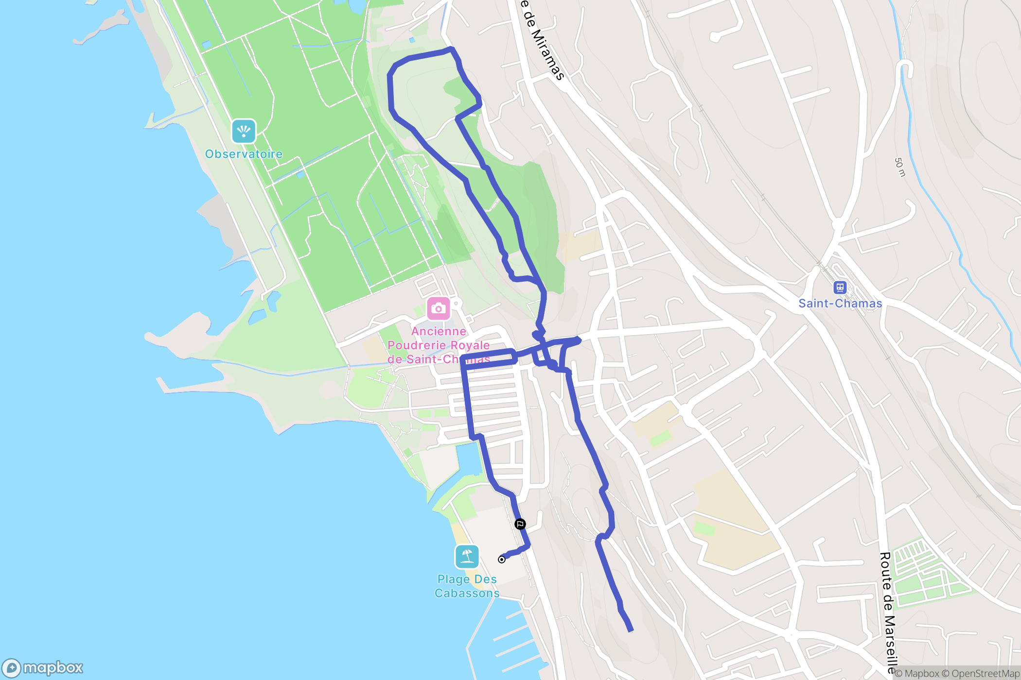 Saint-Chamas : carte du parcours de randonnée - France