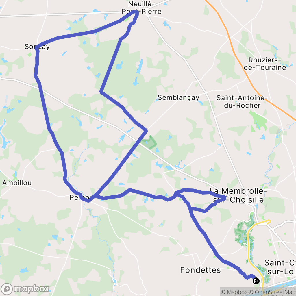 Fondettes : carte du parcours de randonnée - France