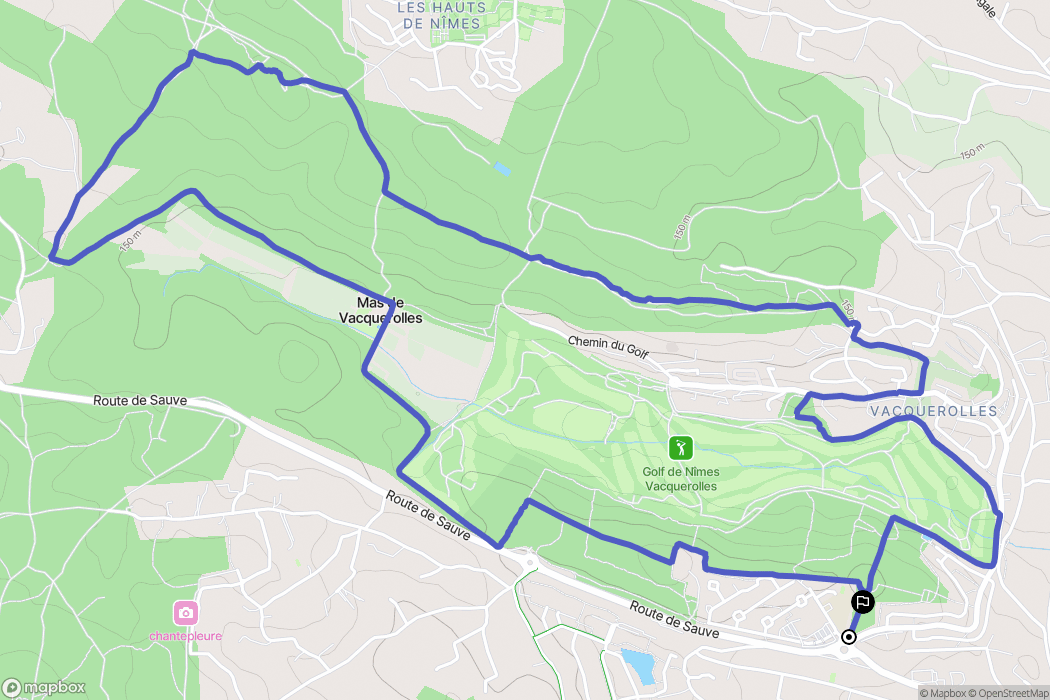 Nîmes : carte du parcours de randonnée - France