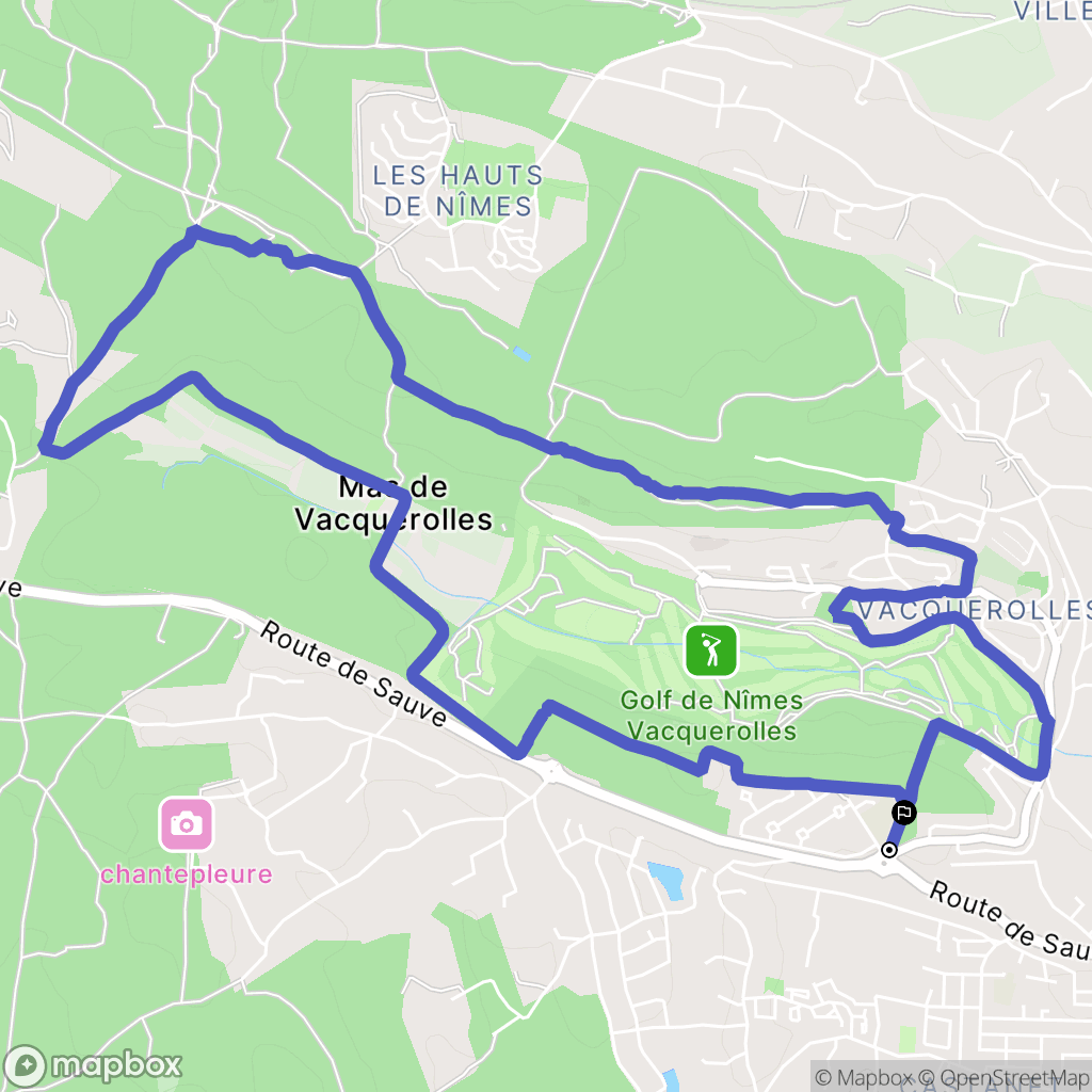 Nîmes : carte du parcours de randonnée - France