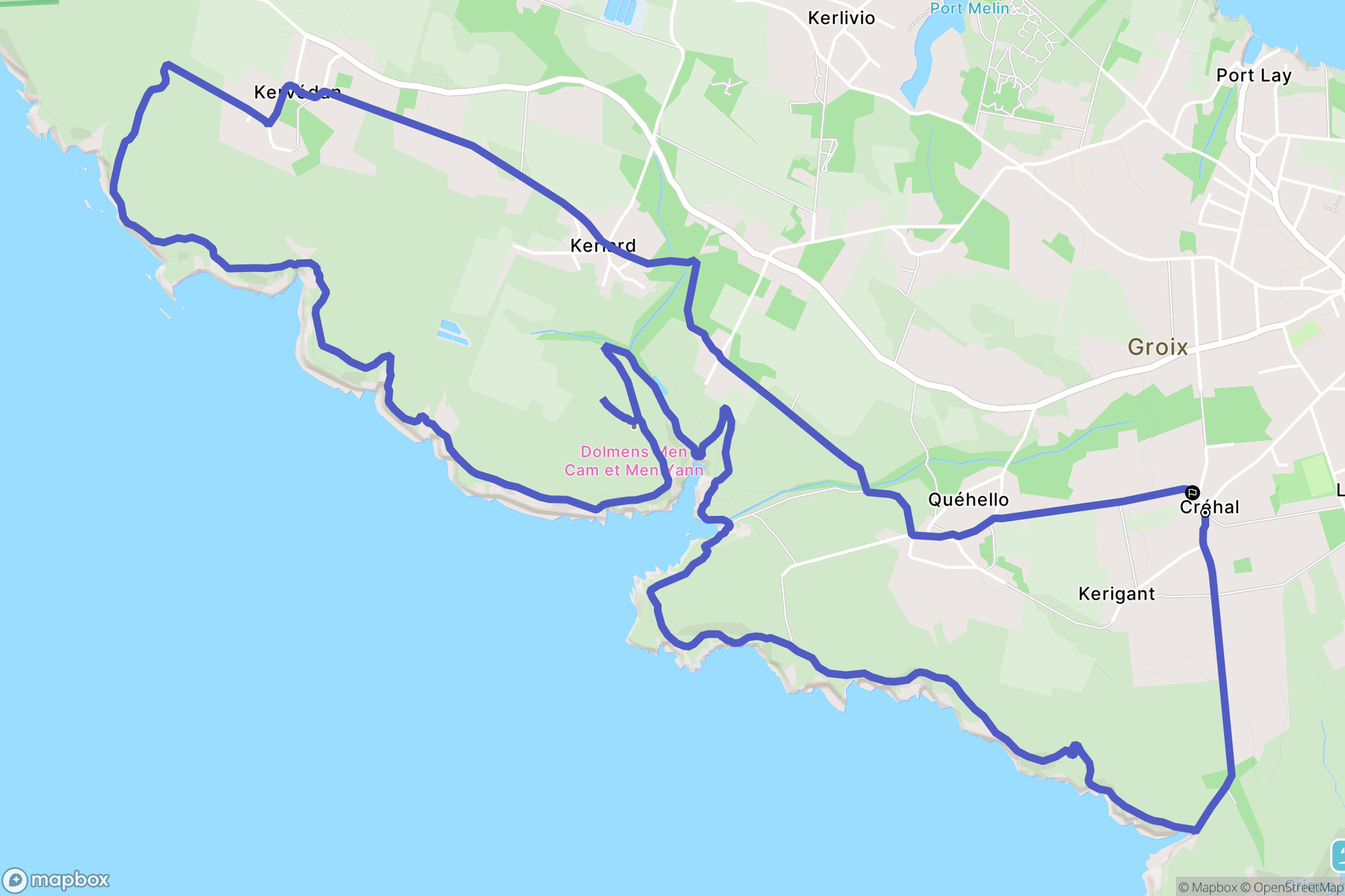 Groix : carte du parcours de randonnée - France