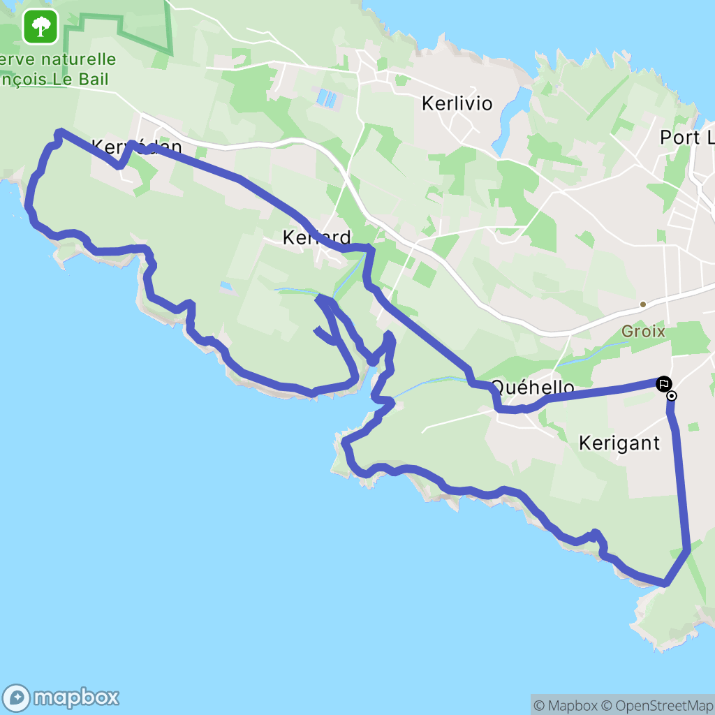 Groix : carte du parcours de randonnée - France