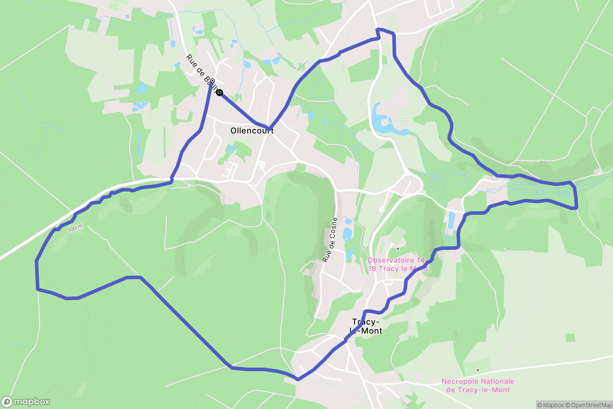 Tracy-le-Mont : carte du parcours de randonnée - France