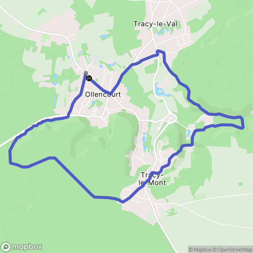 Tracy-le-Mont : carte du parcours de randonnée - France