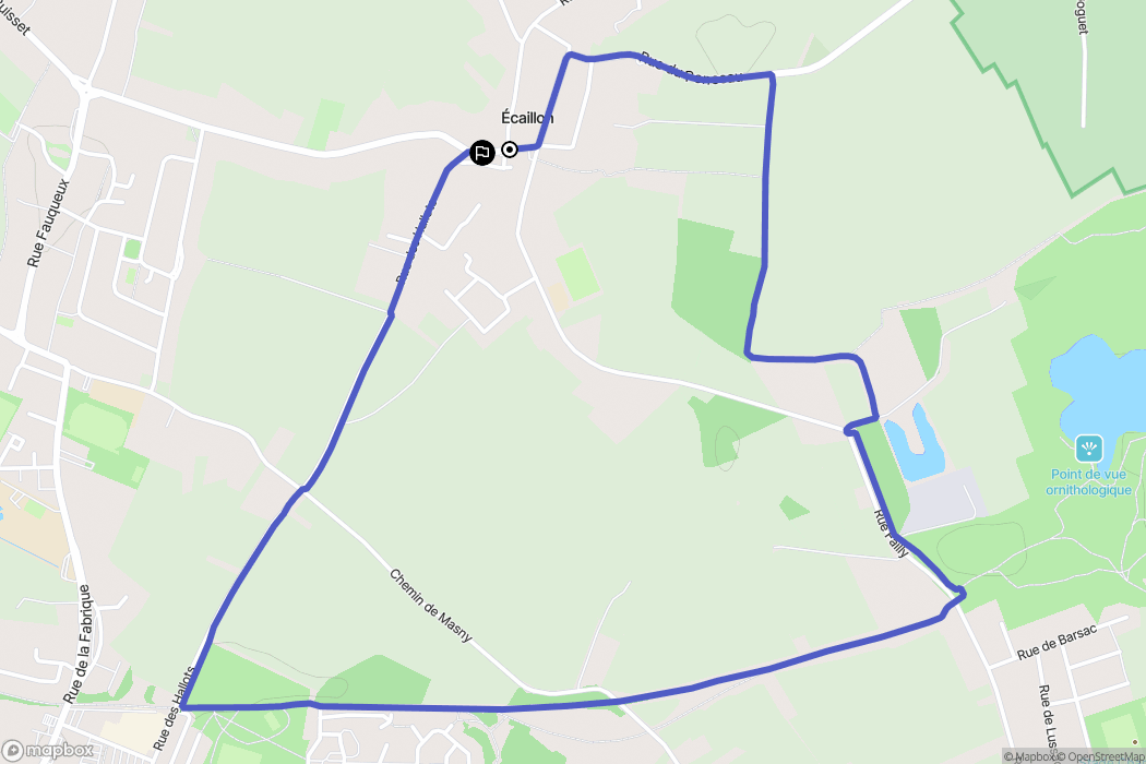 Écaillon : carte du parcours de randonnée - France