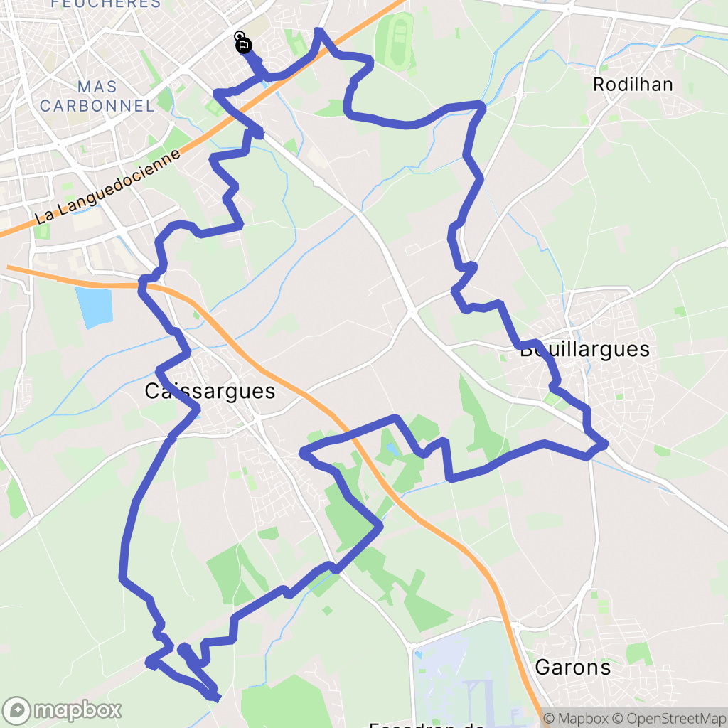 Nîmes : carte du parcours de randonnée - France