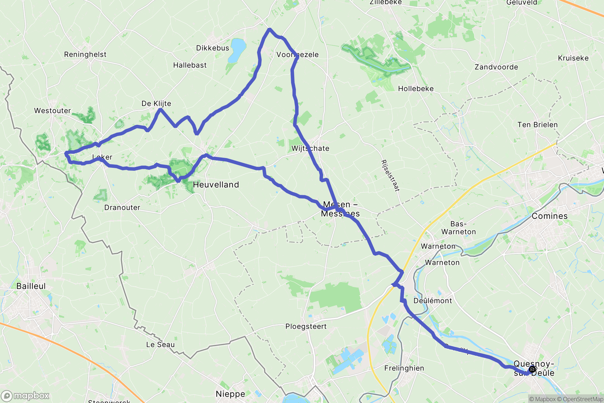 Quesnoy-sur-Deûle : carte du parcours de randonnée - France