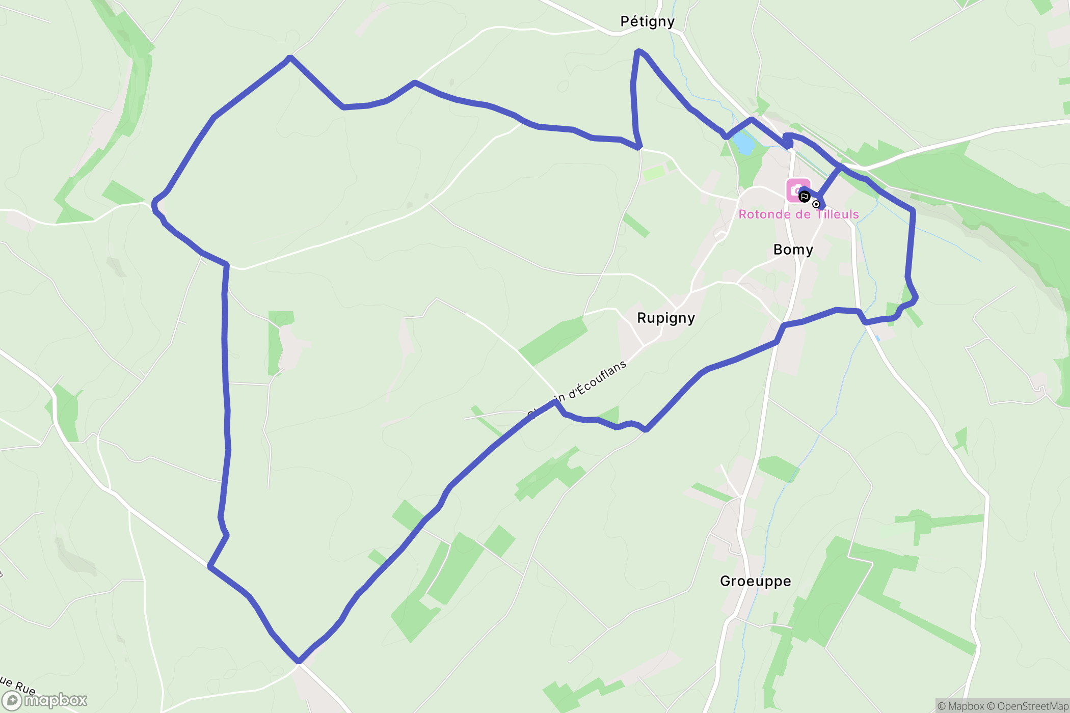 Bomy : carte du parcours de randonnée - France