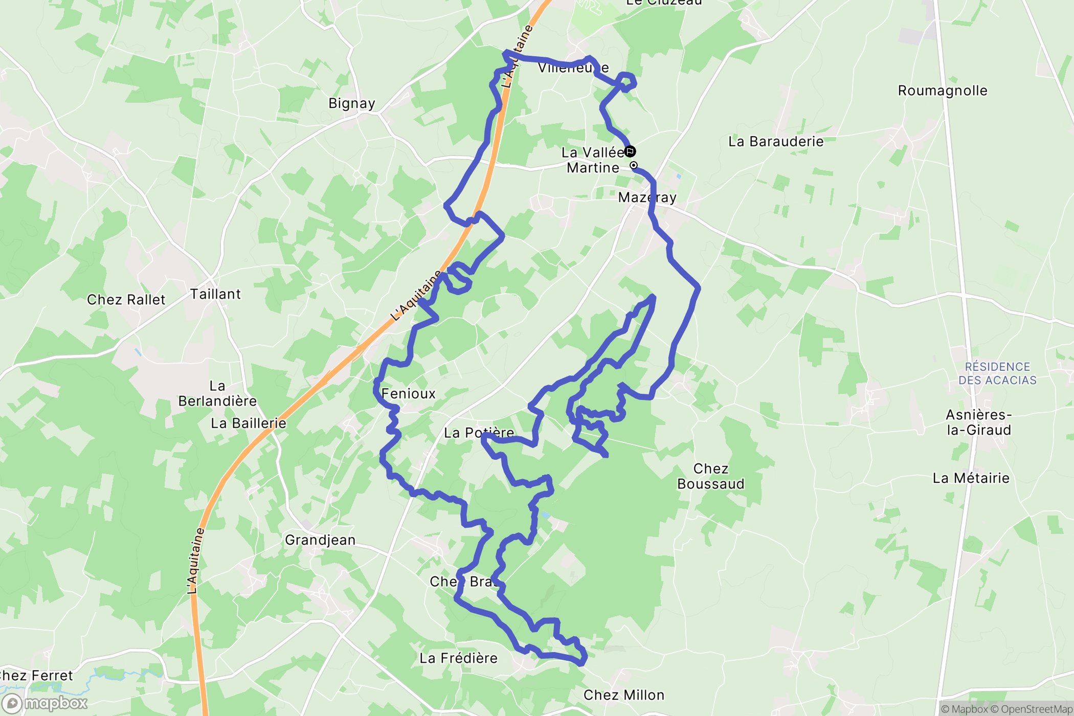 Mazeray : carte du parcours de randonnée - France