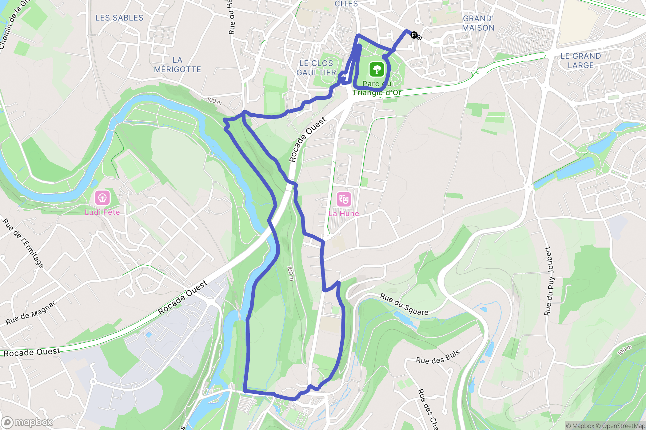Poitiers : carte du parcours de randonnée - France