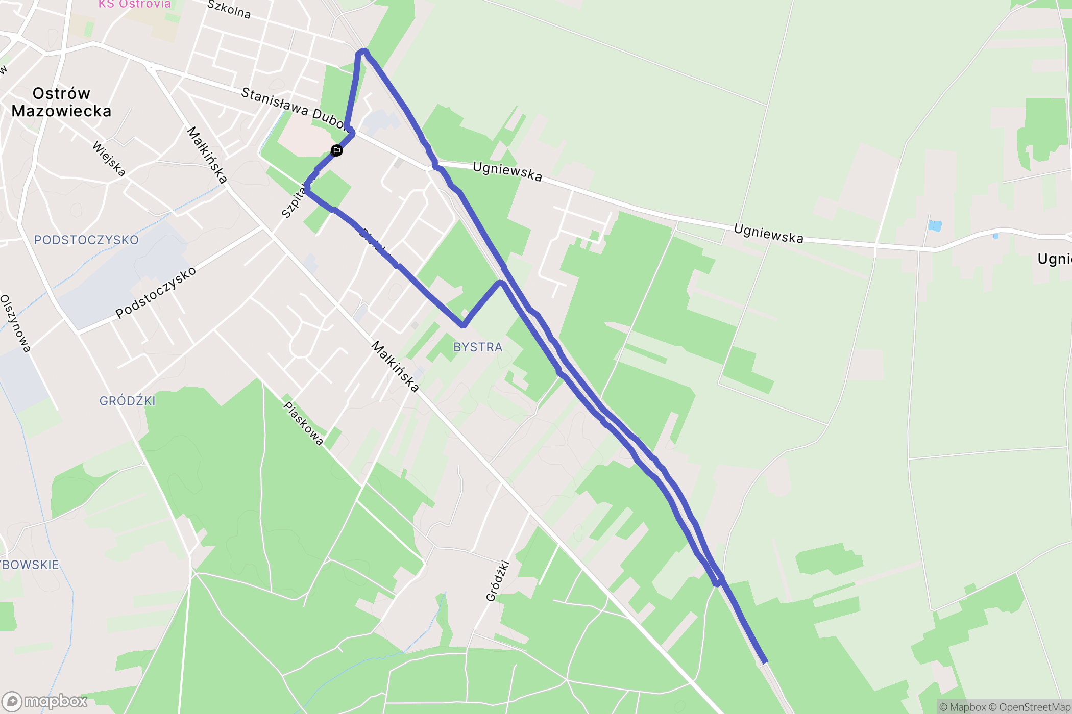 Ostrów Mazowiecka: mapa trasy - Poland