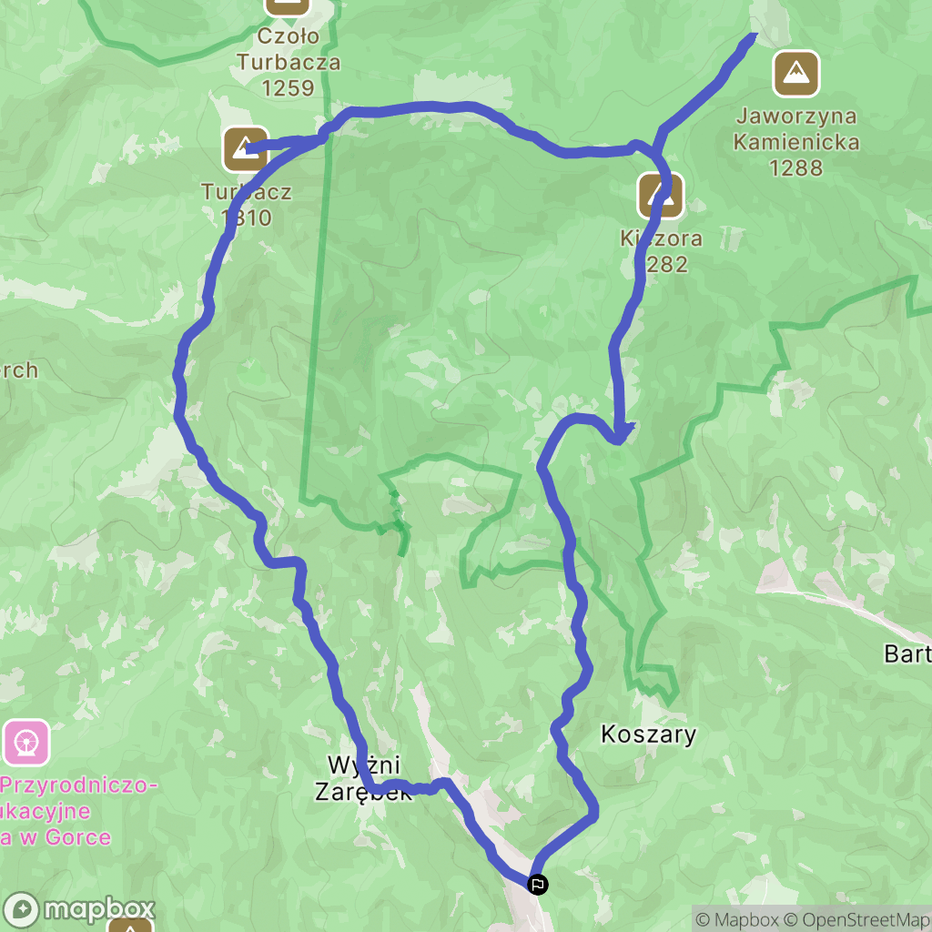 Łopuszna: mapa trasy - Poland