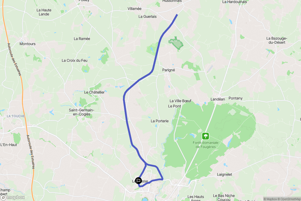 Lécousse : carte du parcours de randonnée - France