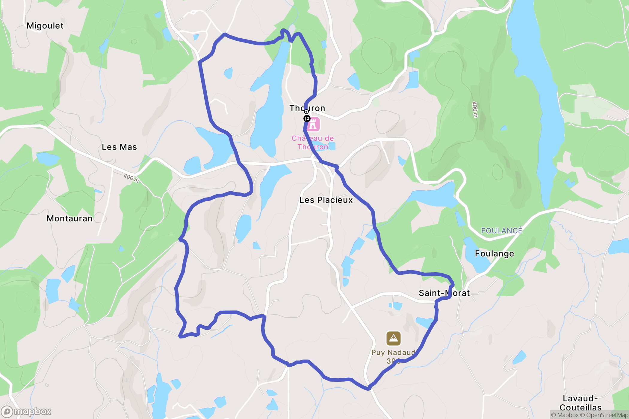Thouron : carte du parcours de randonnée - France