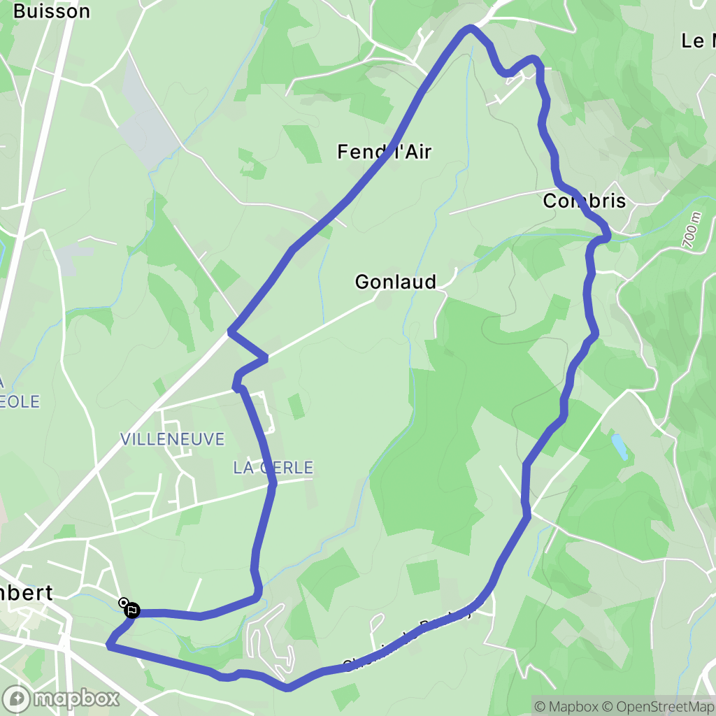 Ambert : carte du parcours de randonnée - France