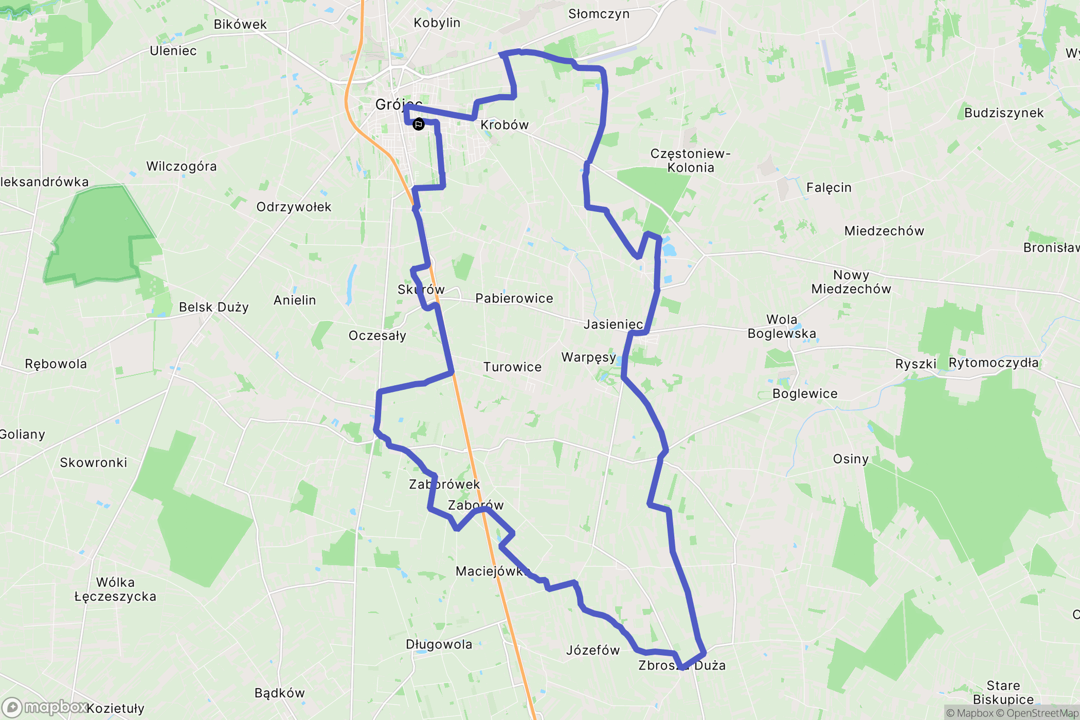 Grójec: mapa trasy - Poland