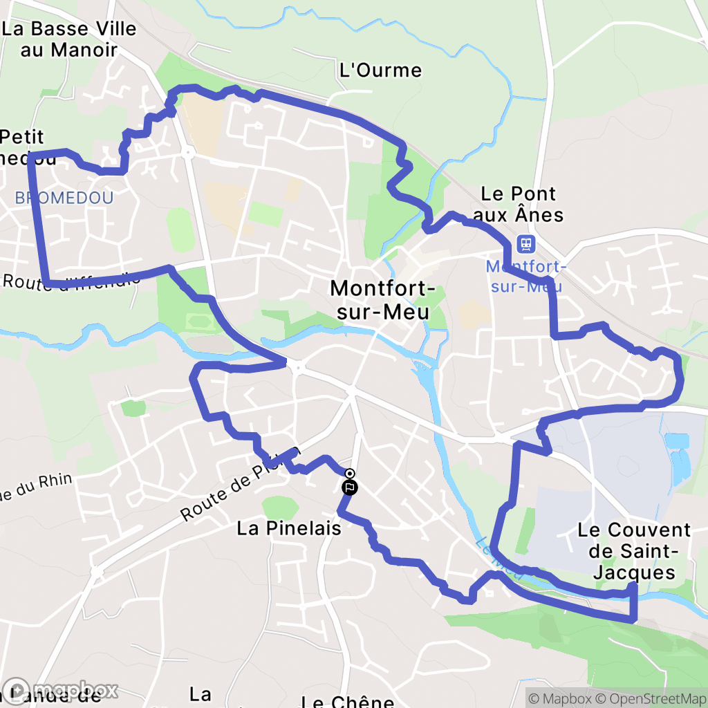 Montfort-sur-Meu : carte du parcours de randonnée - France