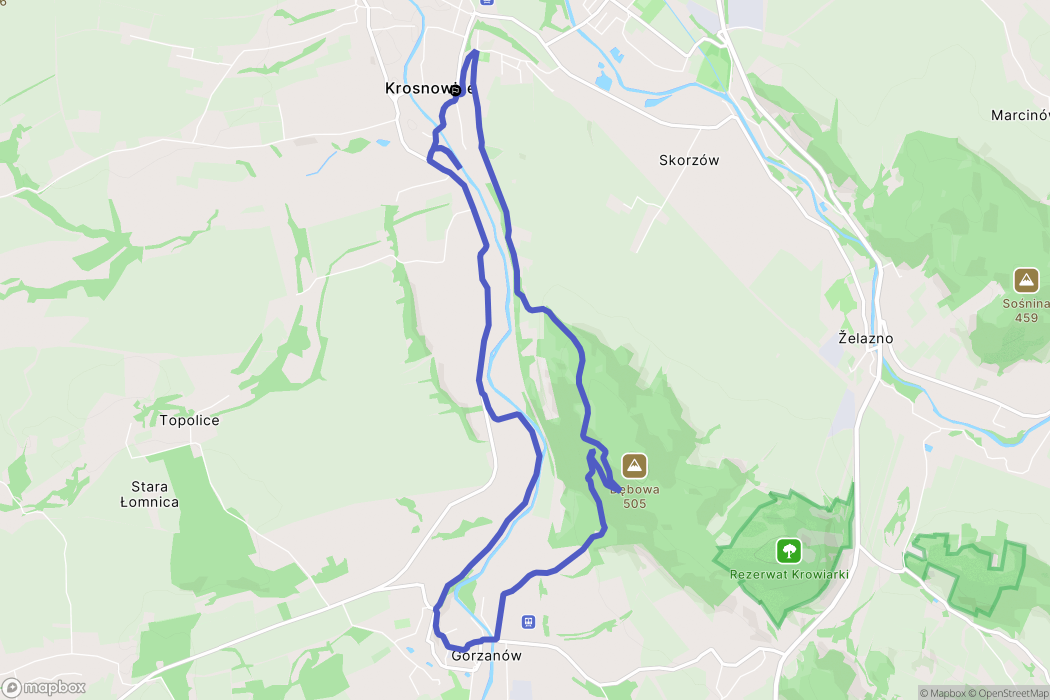 Krosnowice: mapa trasy - Poland