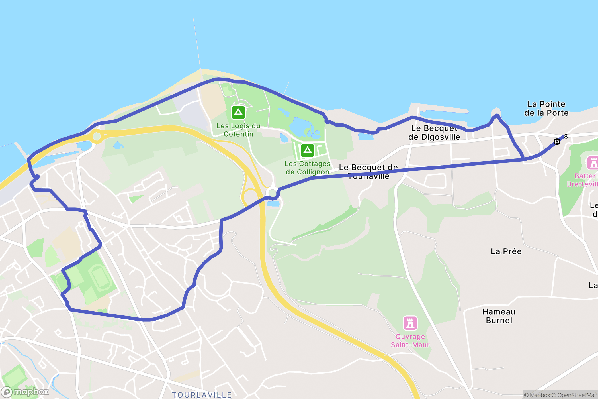 Digosville : carte du parcours de randonnée - France