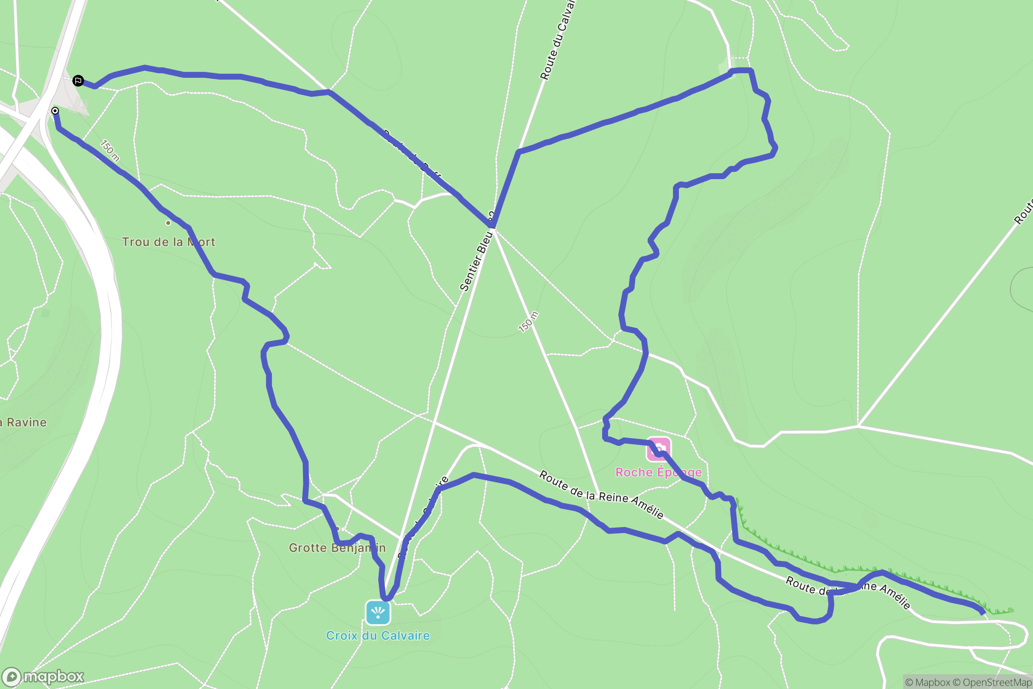 Fontainebleau : carte du parcours de randonnée - France