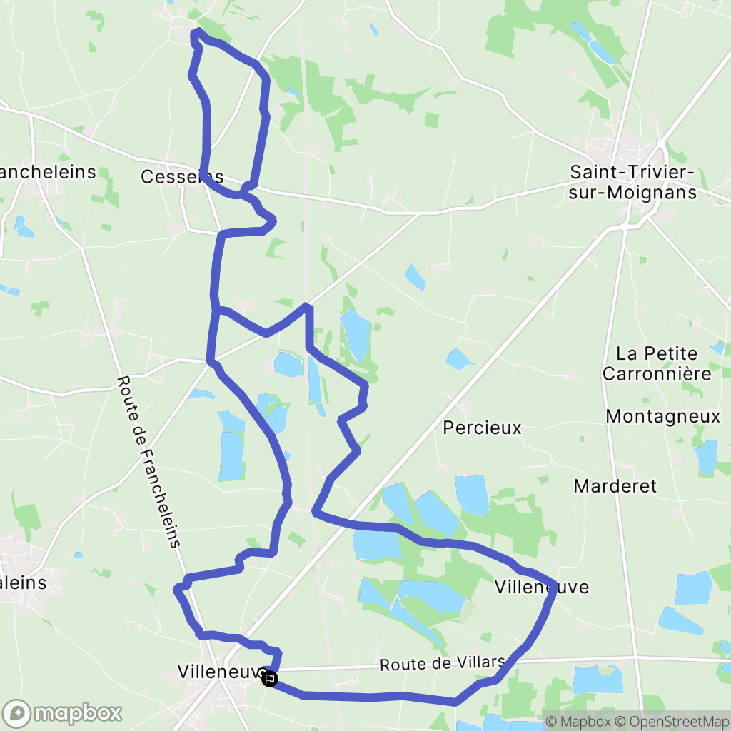 Villeneuve : carte du parcours de randonnée - France