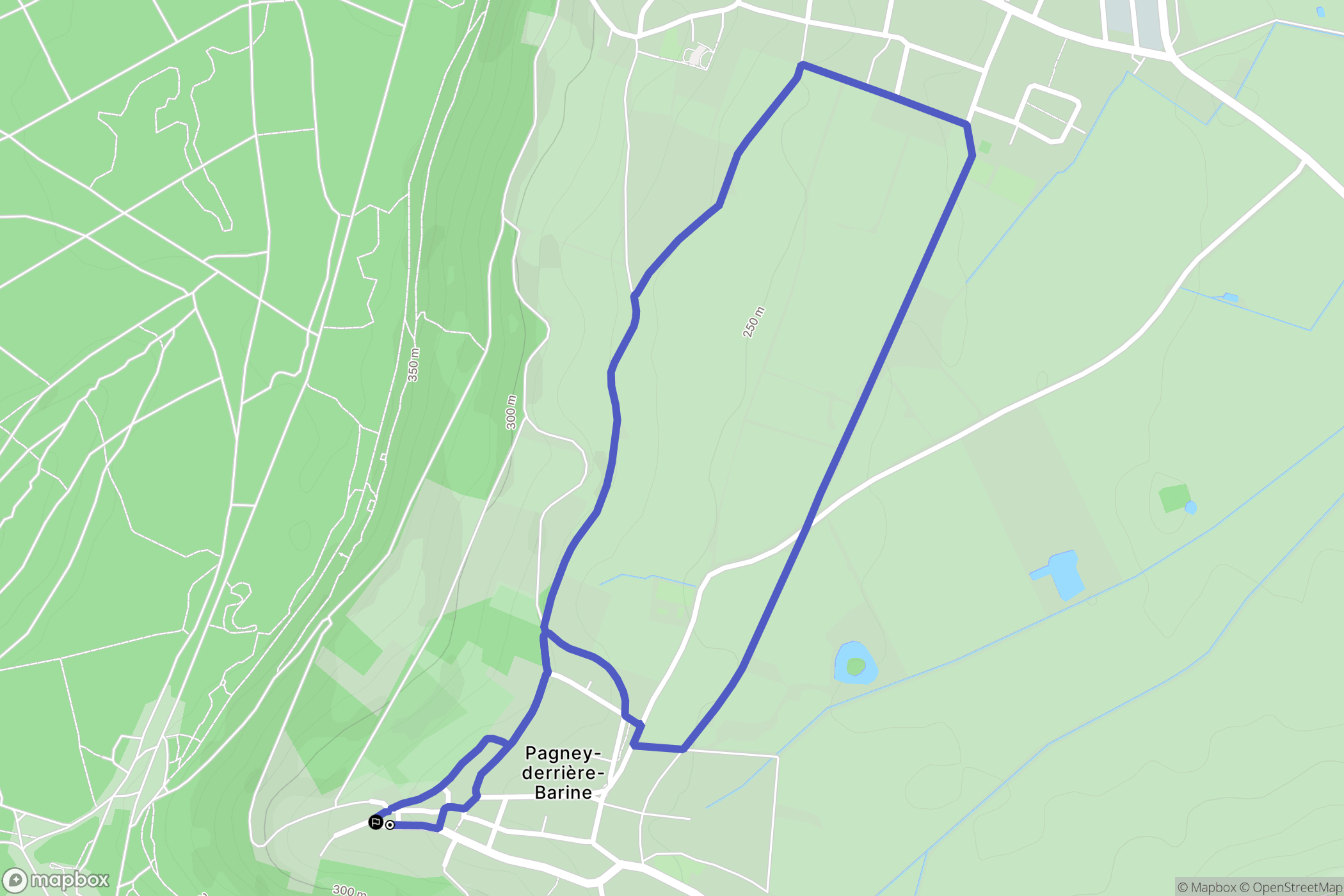 Pagney-derrière-Barine : carte du parcours de randonnée - France