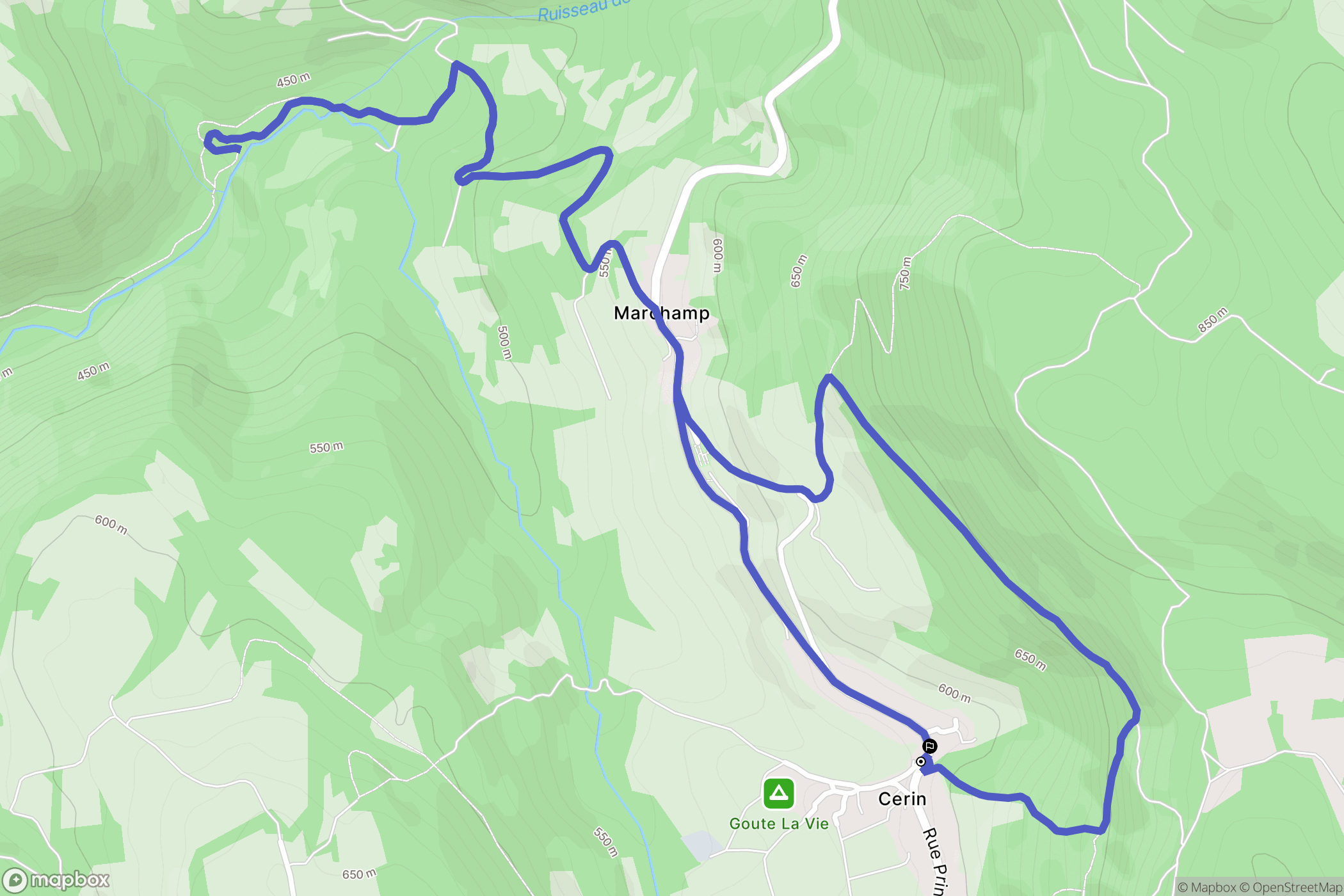Marchamp : carte du parcours de randonnée - France