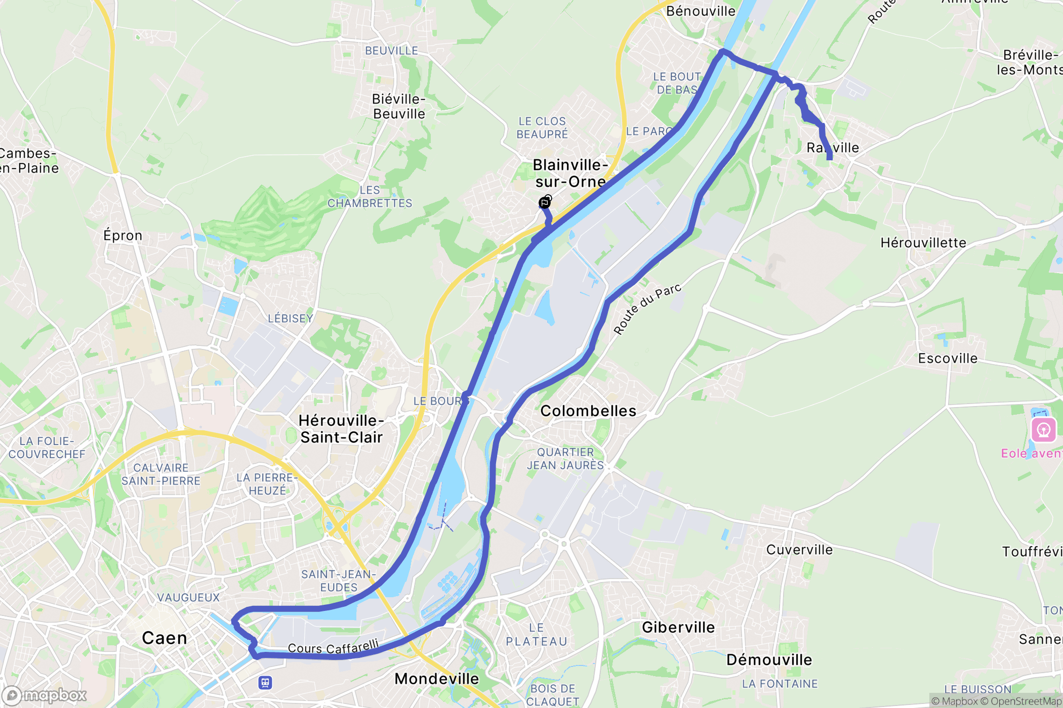 Blainville-sur-Orne : carte du parcours de randonnée - France