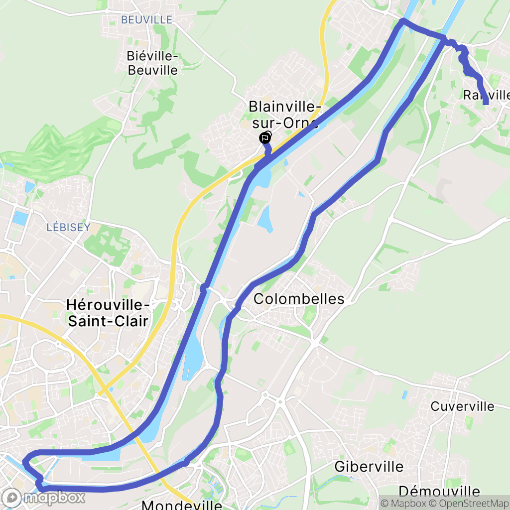 Blainville-sur-Orne : carte du parcours de randonnée - France