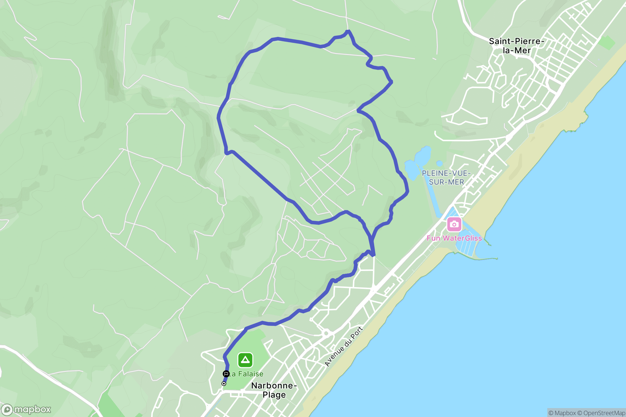 Narbonne : carte du parcours de randonnée - France
