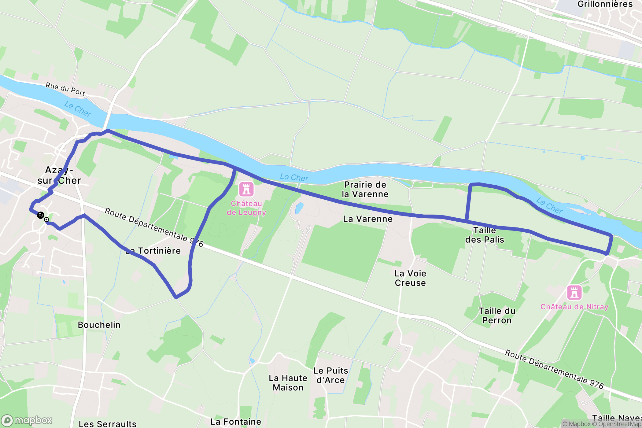 Azay-sur-Cher : carte du parcours de randonnée - France