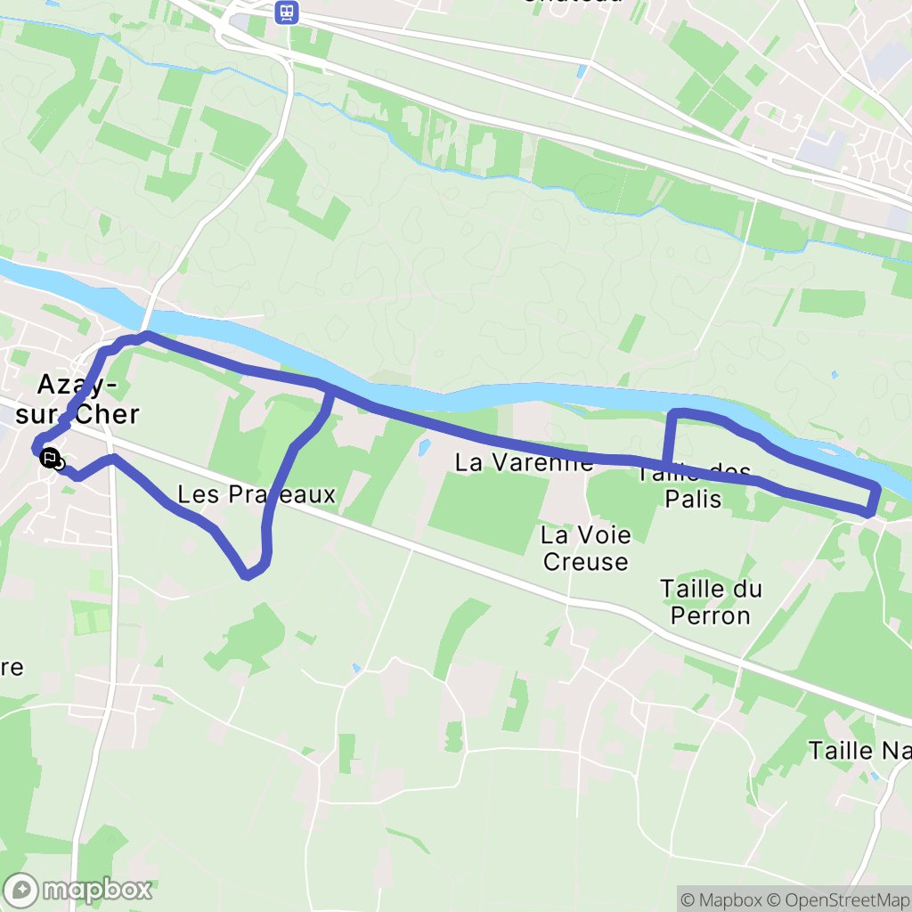Azay-sur-Cher : carte du parcours de randonnée - France