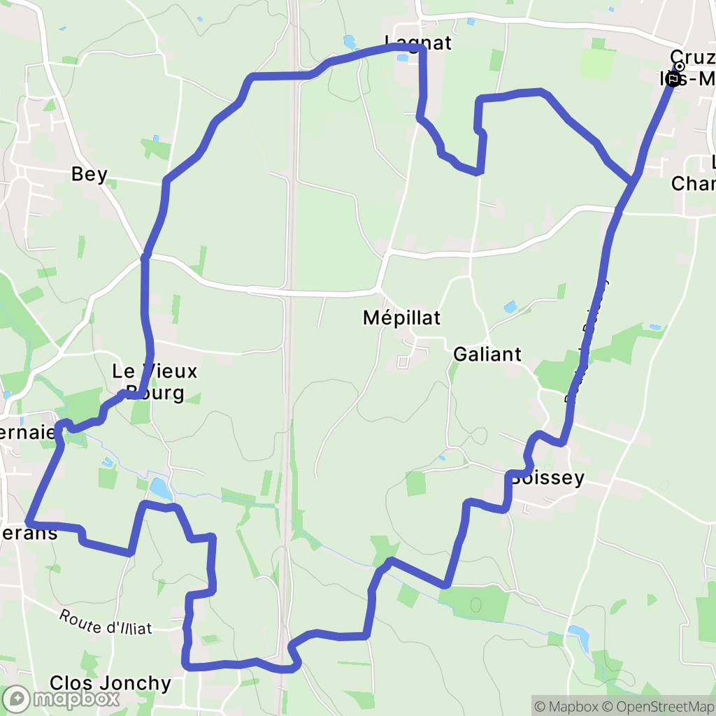 Cruzilles-lès-Mépillat : carte du parcours de randonnée - France