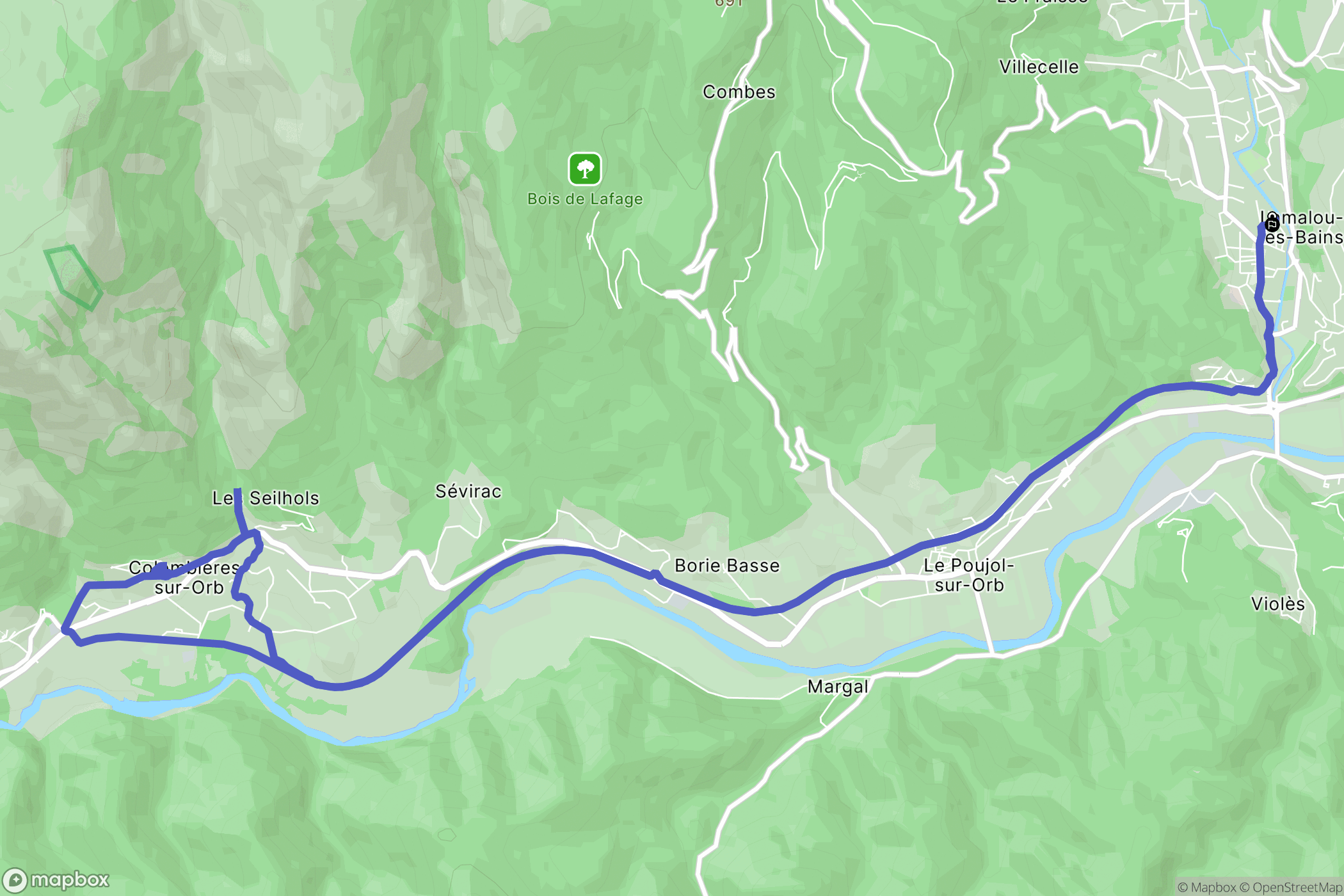 Lamalou-les-Bains : carte du parcours de randonnée - France
