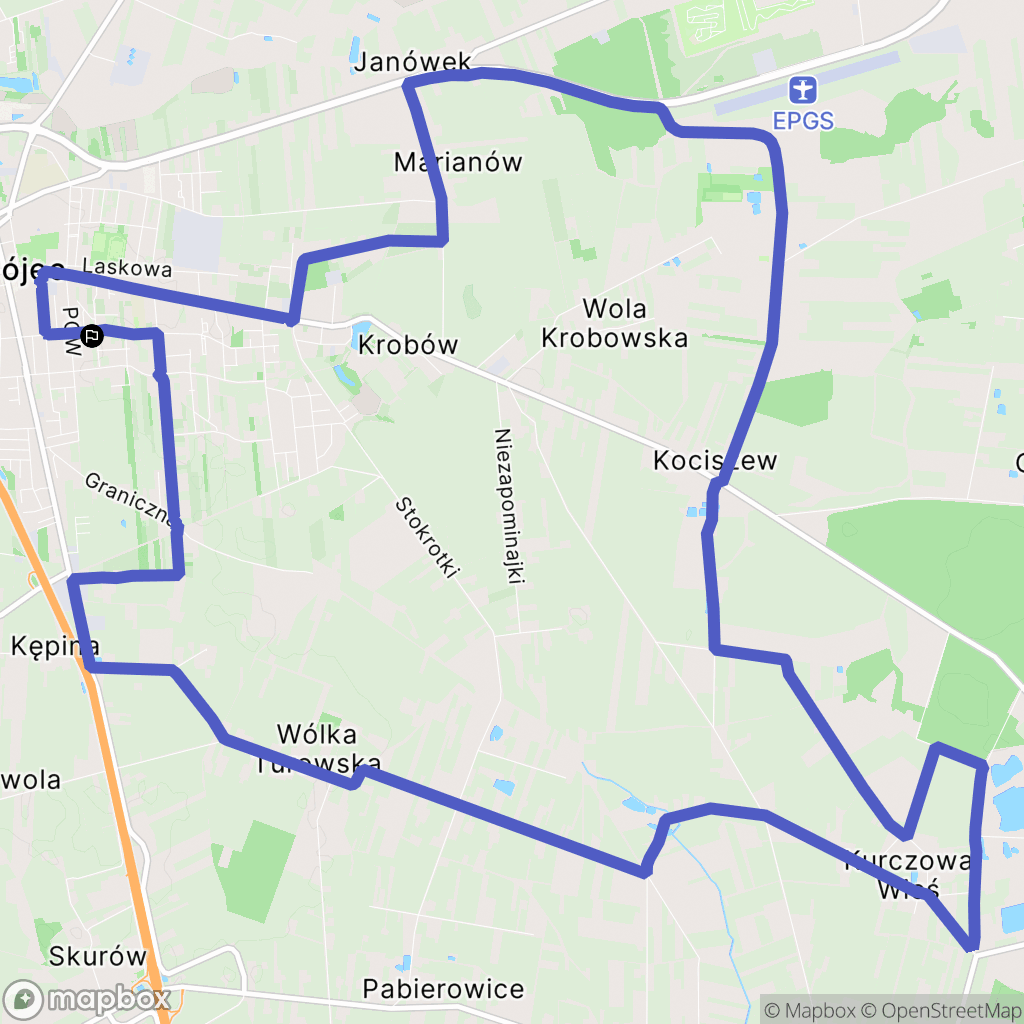 Grójec: mapa trasy - Poland