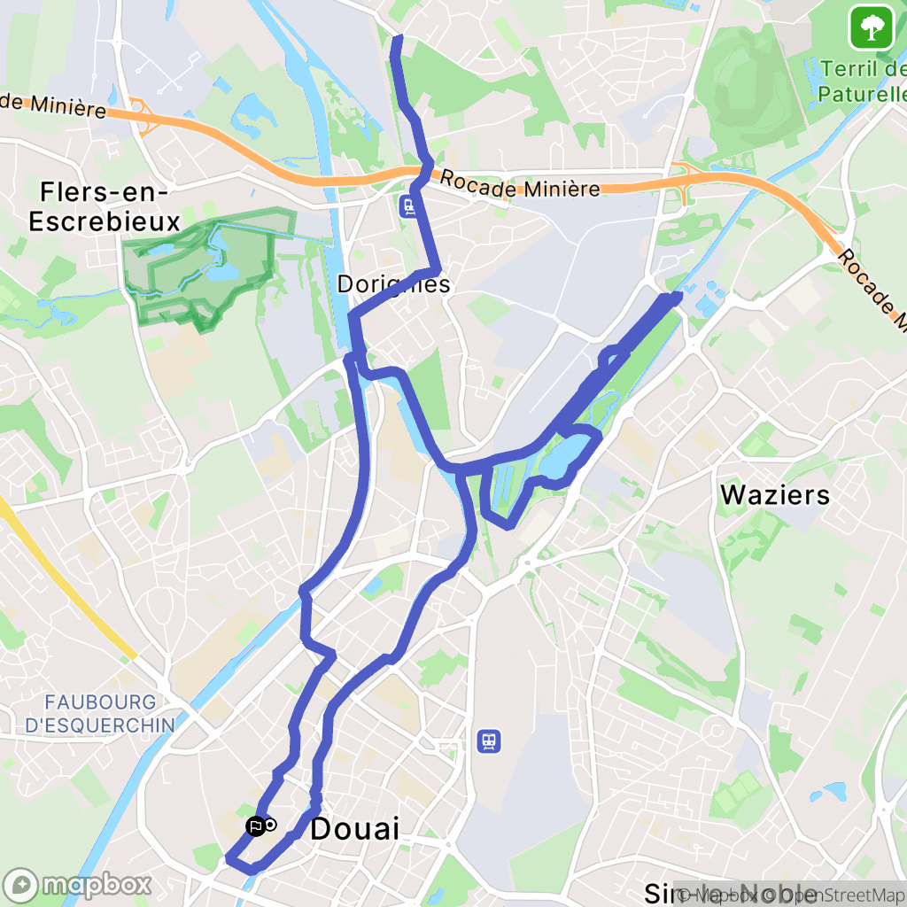 Douai : carte du parcours de randonnée - France