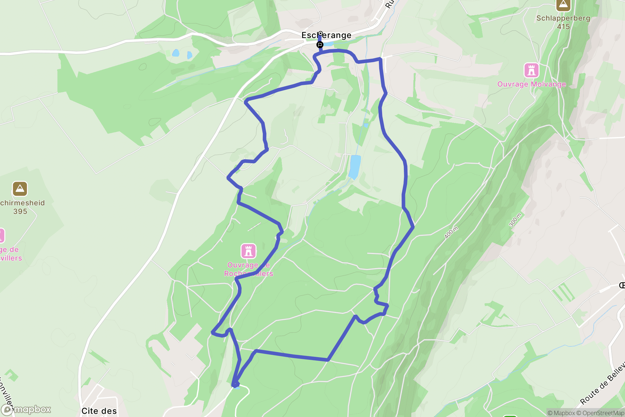 Escherange : carte du parcours de randonnée - France