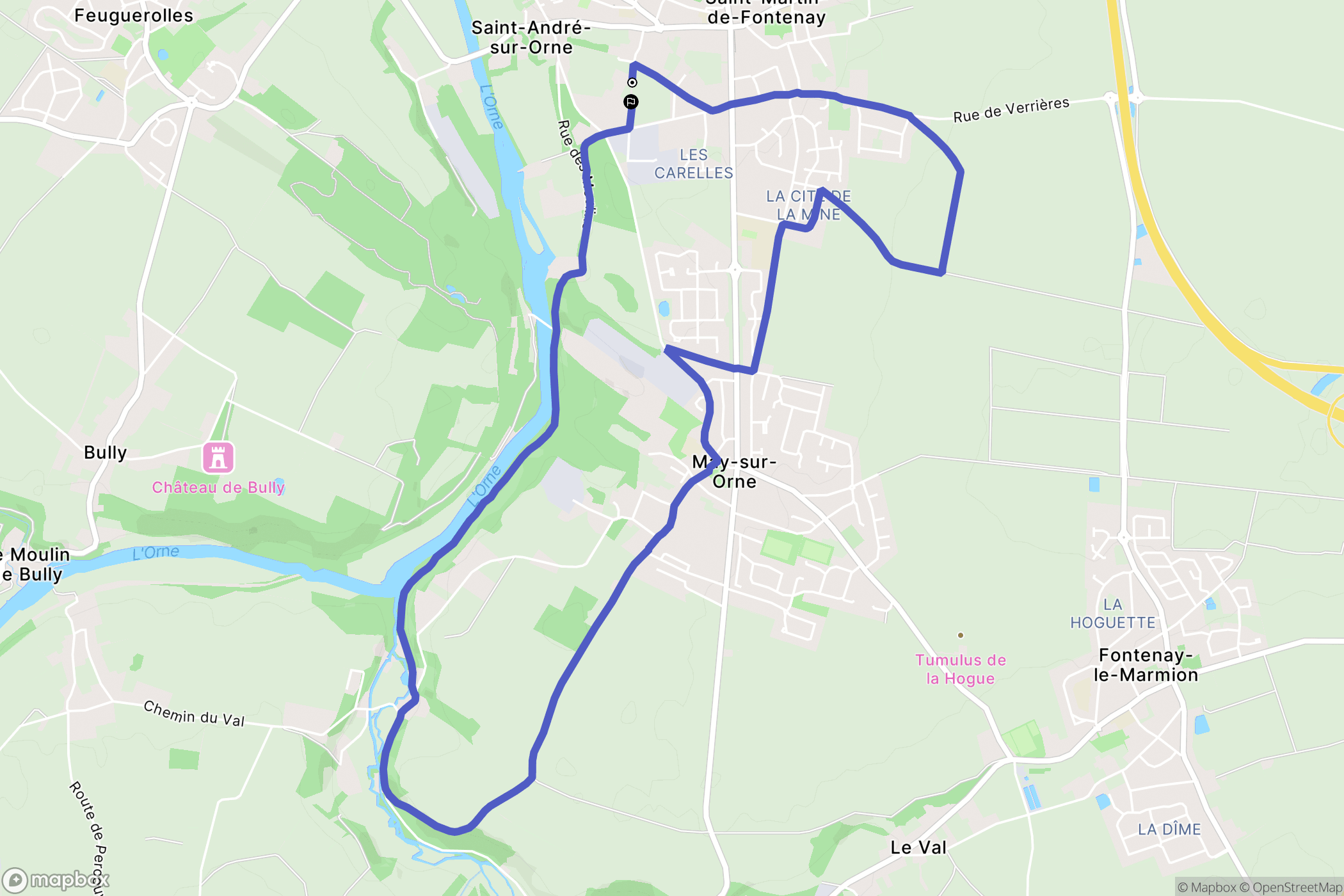 Saint-André-sur-Orne : carte du parcours de randonnée - France